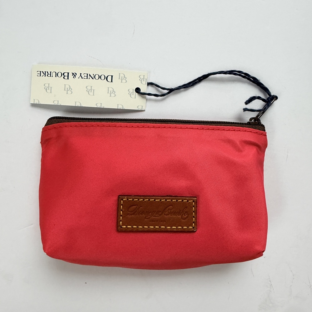 Dooney & Bourke Coral Pink Nylon Zip Around Wallet Duck Logo Hot Pink Interior